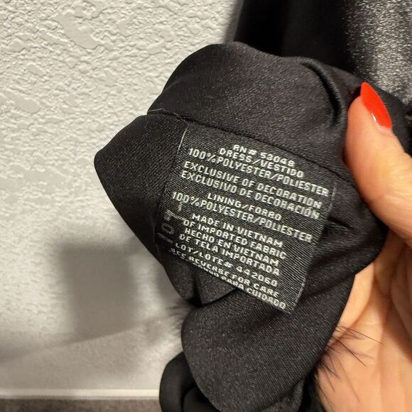 Morgan & Company Juniors Halter-neck Feather Trim Black Mini Dress Women’s 7 NWT - Picture 10 of 11